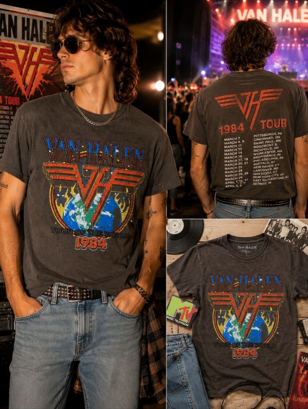 Van Halen 1984 Tour Graphic Tee - Charcoal